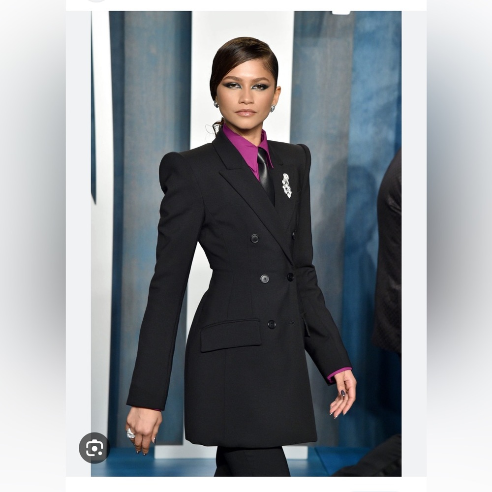 H&M Black Hourglass Long Satin Blazer XS